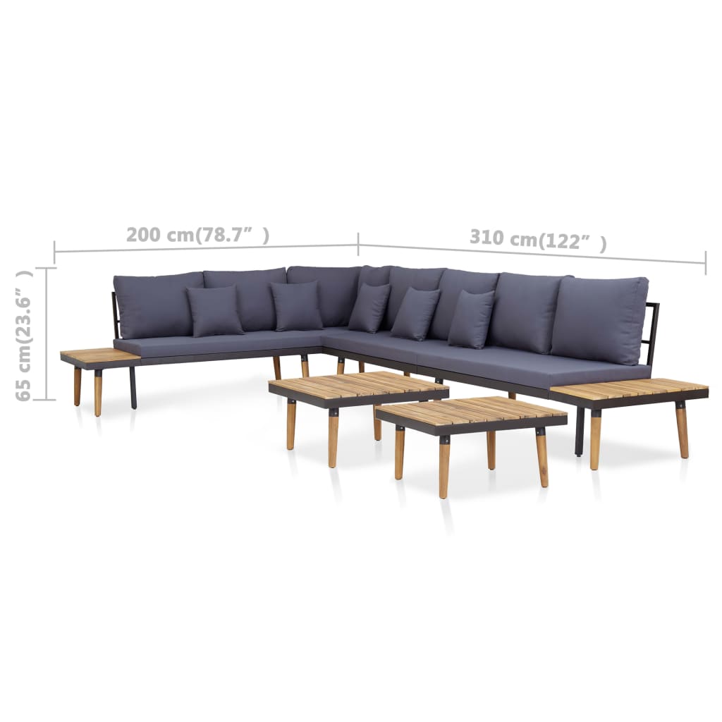 Loungeset 7-zits met kussens massief acaciahout bruin is nu te koop bij PeponiXL, paradijselijk wonen!
