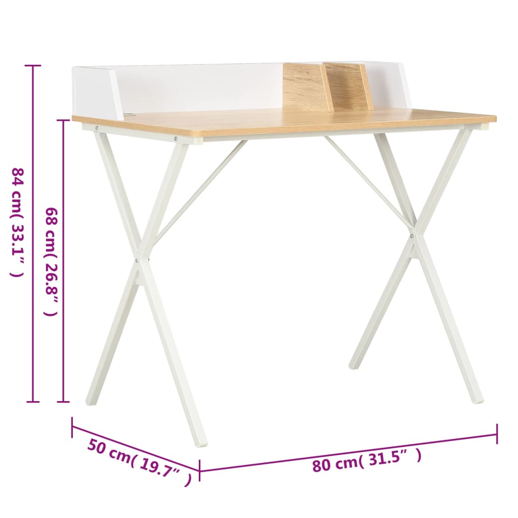 Bureau 80x50x84 cm wit en natuurlijk is nu te koop bij PeponiXL, paradijselijk wonen!