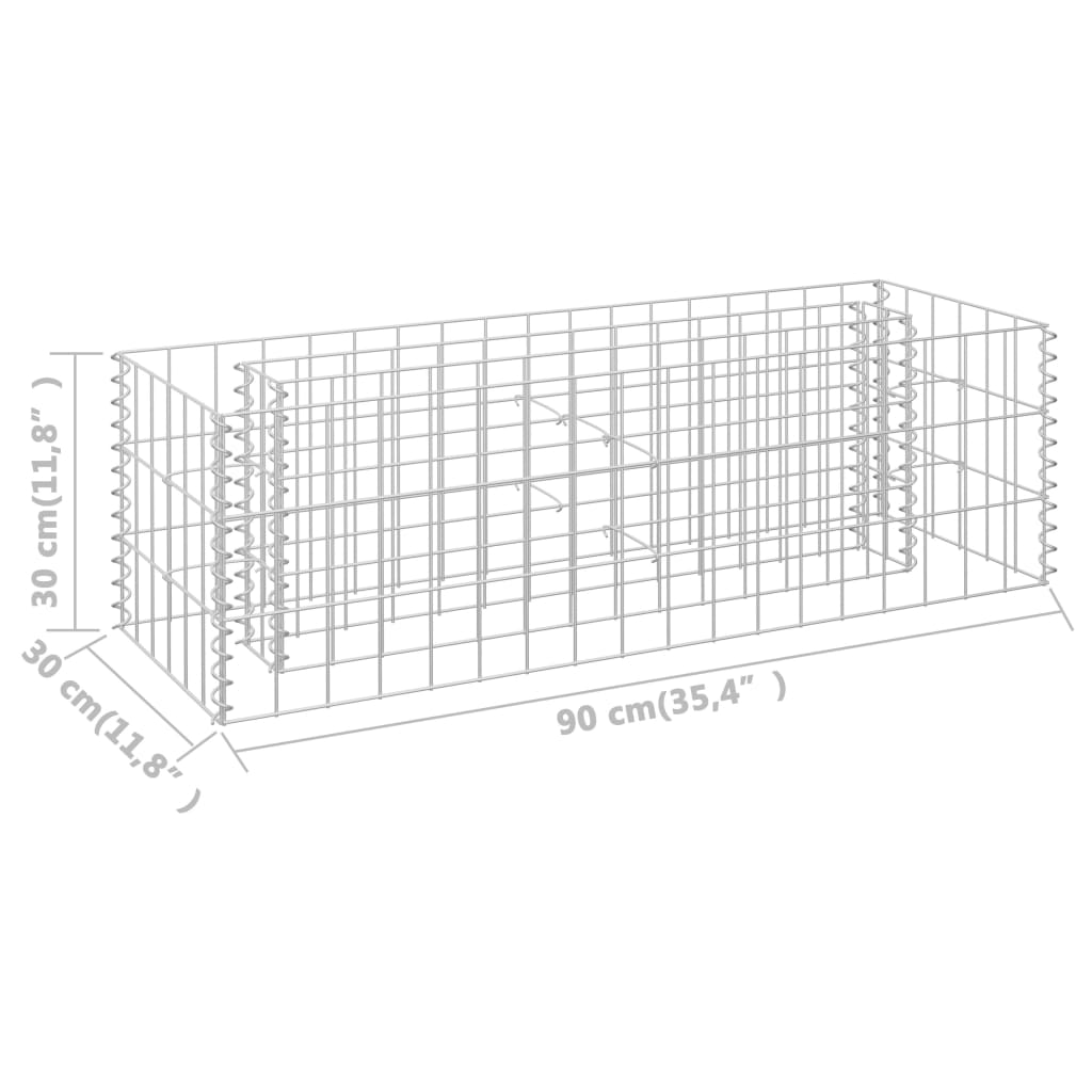Gabion plantenbak verhoogd 90x30x30 cm gegalvaniseerd staal is nu te koop bij PeponiXL, paradijselijk wonen!