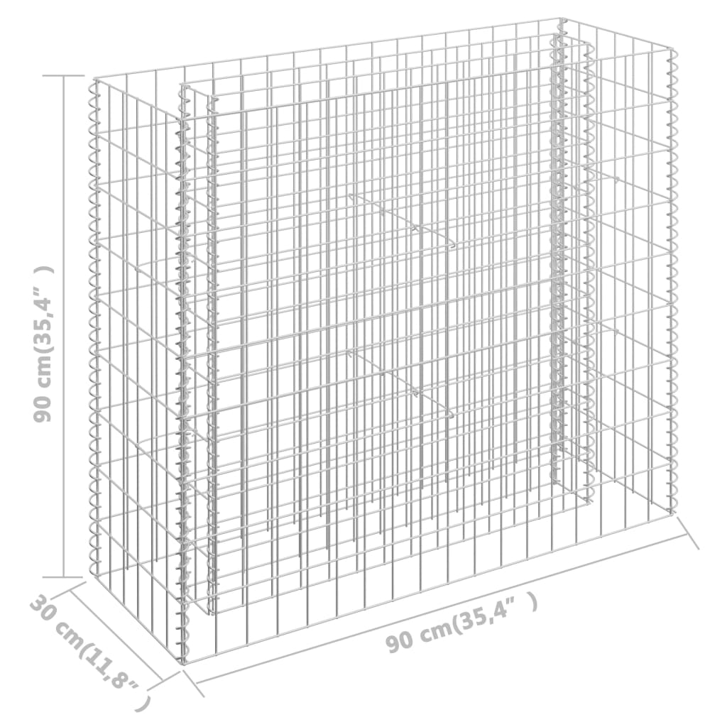 Gabion plantenbak verhoogd 90x30x90 cm gegalvaniseerd staal is nu te koop bij PeponiXL, paradijselijk wonen!