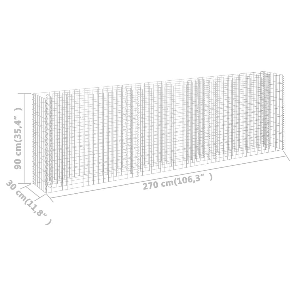 Gabion plantenbak verhoogd 270x30x90 cm gegalvaniseerd staal is nu te koop bij PeponiXL, paradijselijk wonen!