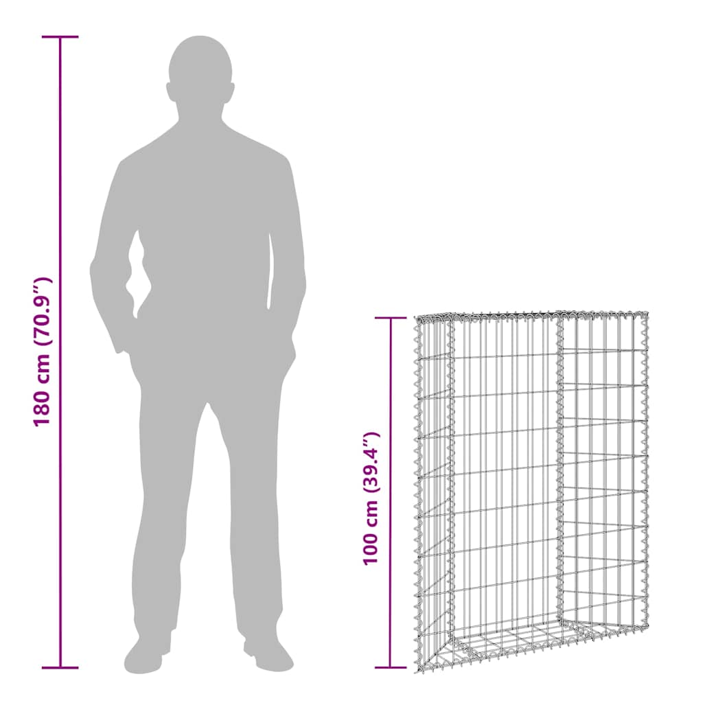 Gabion plantenbak trapezium 80x20x100 cm gegalvaniseerd staal is nu te koop bij PeponiXL, paradijselijk wonen!