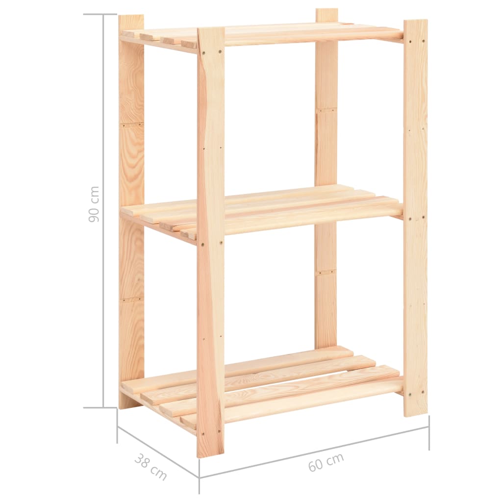 Opbergrek 3-laags 60x38x90 cm massief grenenhout 150 kg is nu te koop bij PeponiXL, paradijselijk wonen!