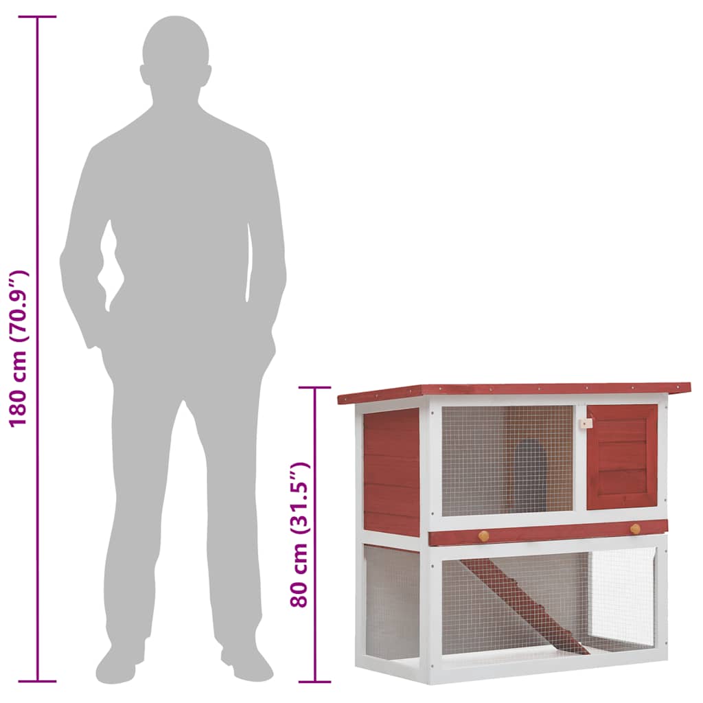 Konijnenhok voor buiten met 1 deur hout rood is nu te koop bij PeponiXL, paradijselijk wonen!