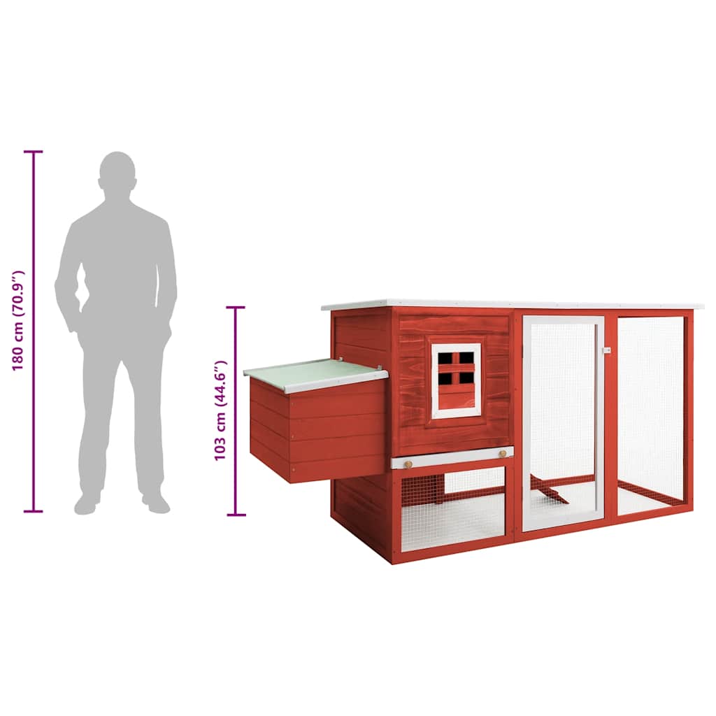 Kippenhok met nachthok hout rood is nu te koop bij PeponiXL, paradijselijk wonen!
