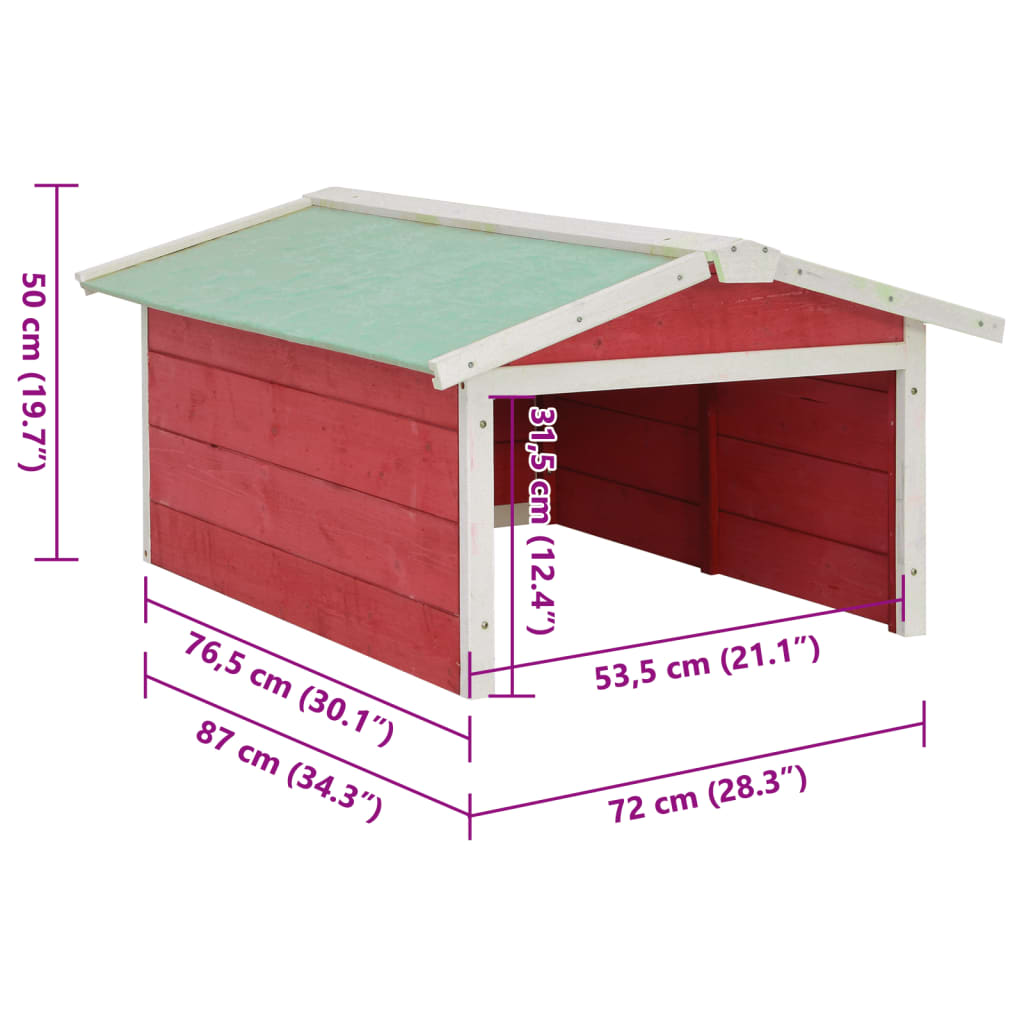 Overkapping voor grasmaaier 72x87x50 cm vurenhout rood en wit is nu te koop bij PeponiXL, paradijselijk wonen!