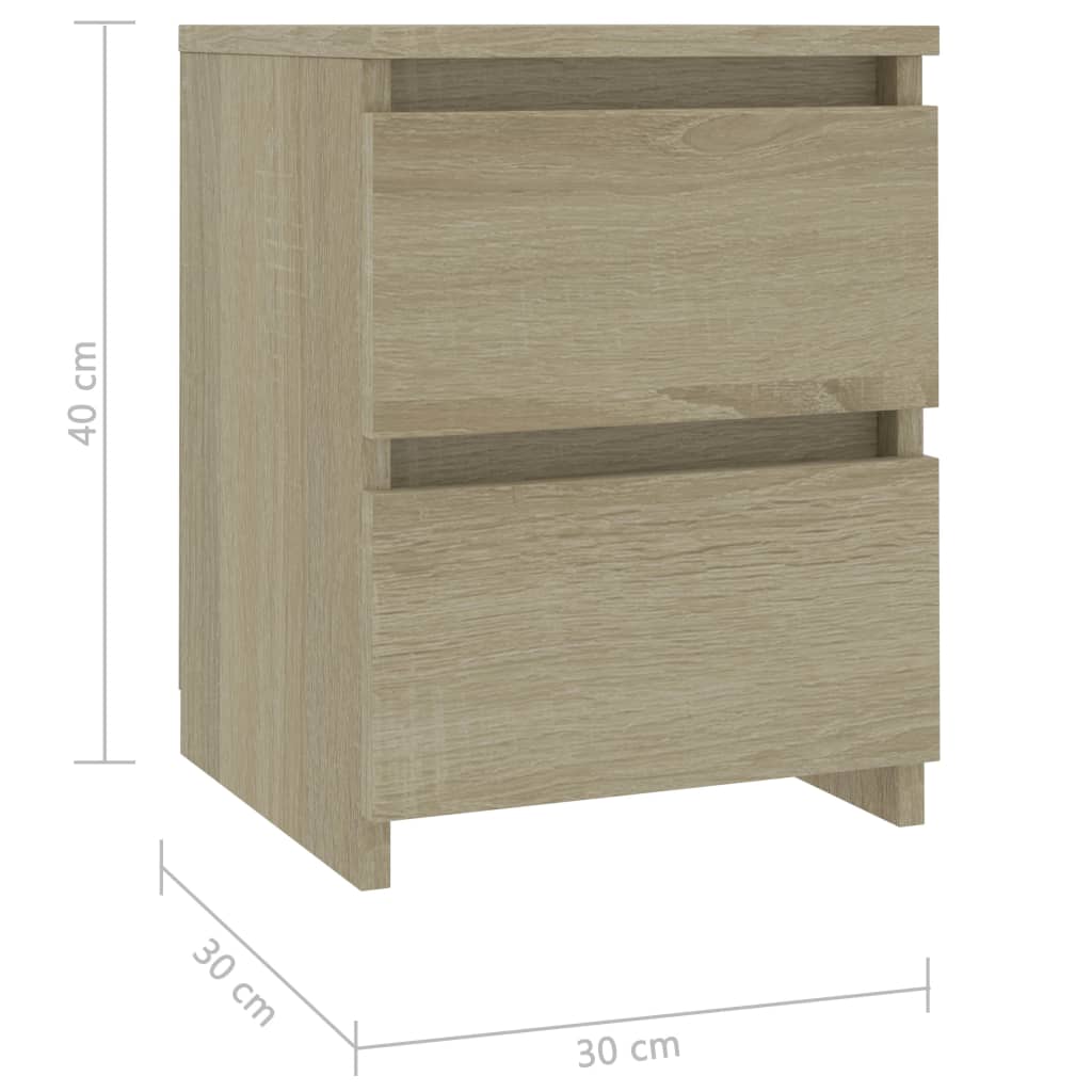 Nachtkastjes 2 st 30x30x40 cm bewerkt hout sonoma eikenkleurig is nu te koop bij PeponiXL, paradijselijk wonen!