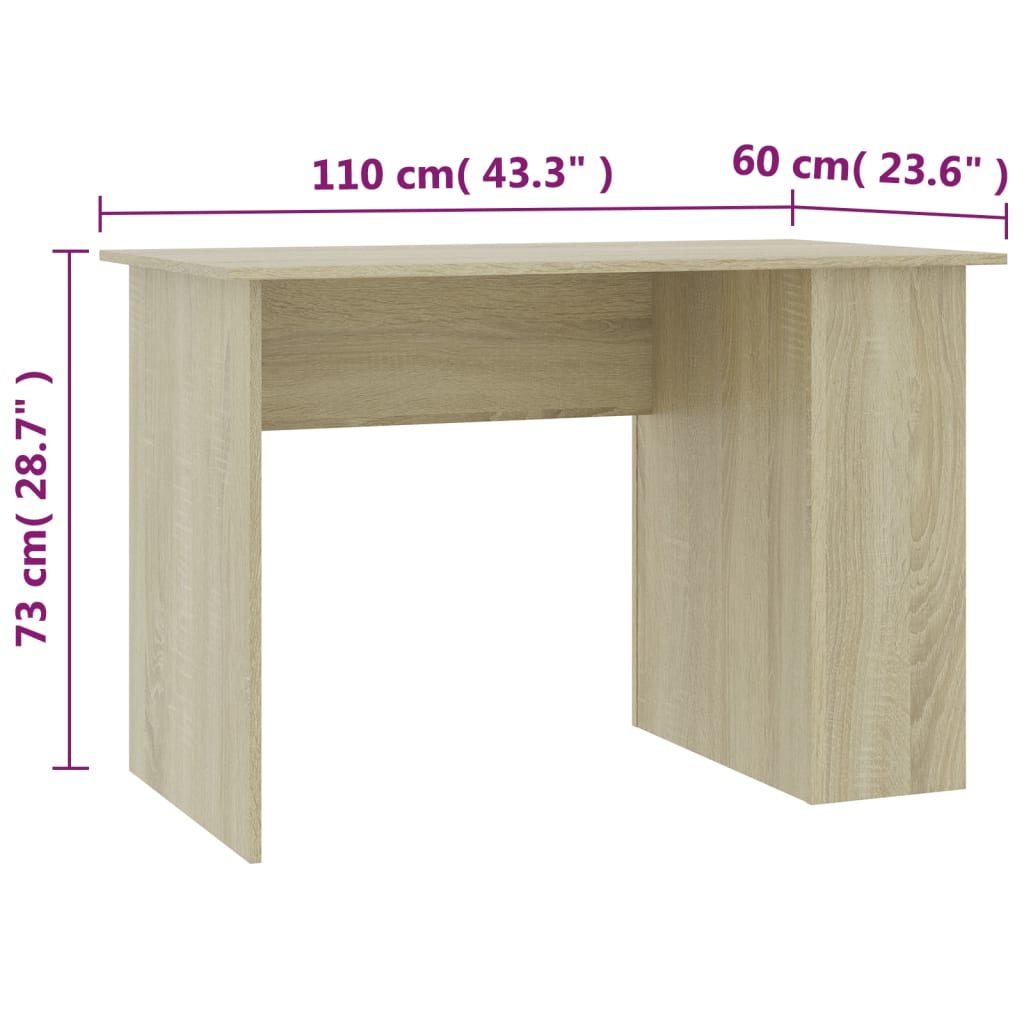 Bureau 110x60x73 cm bewerkt hout sonoma eikenkleurig is nu te koop bij PeponiXL, paradijselijk wonen!