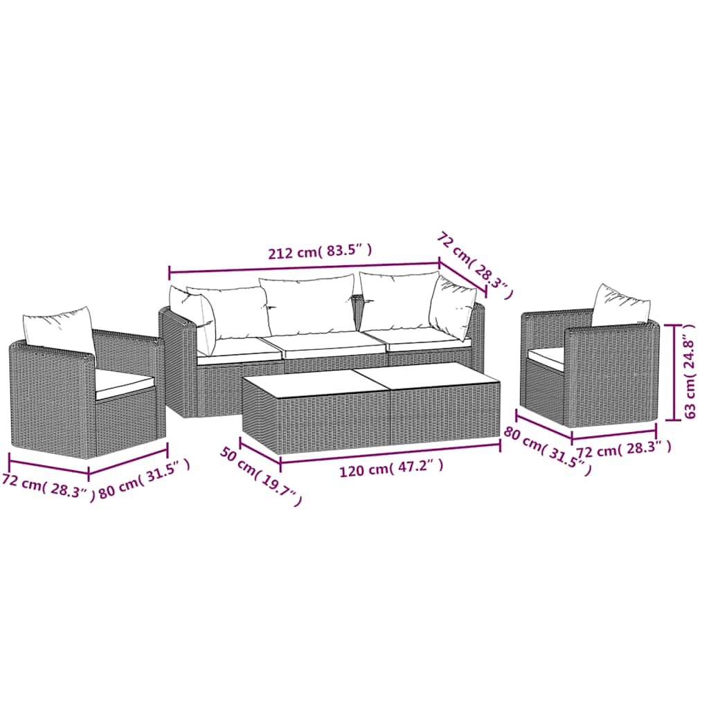7-delige Loungeset met kussens poly rattan zwart is nu te koop bij PeponiXL, paradijselijk wonen!