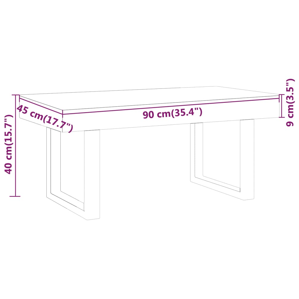 Salontafel 90x45x40 cm MDF en ijzer lichtbruin en zwart is nu te koop bij PeponiXL, paradijselijk wonen!