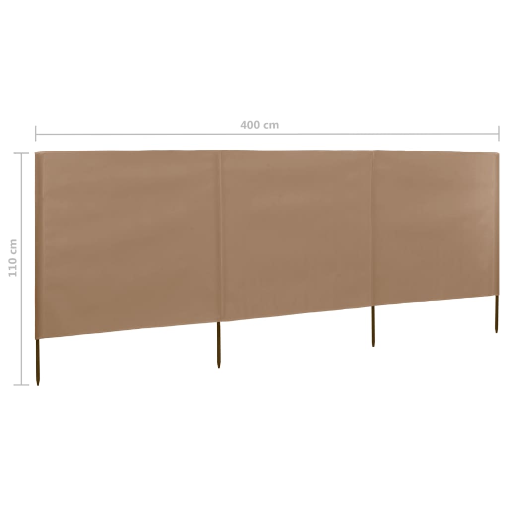 Windscherm 3-panelen 400x80 cm stof taupe is nu te koop bij PeponiXL, paradijselijk wonen!