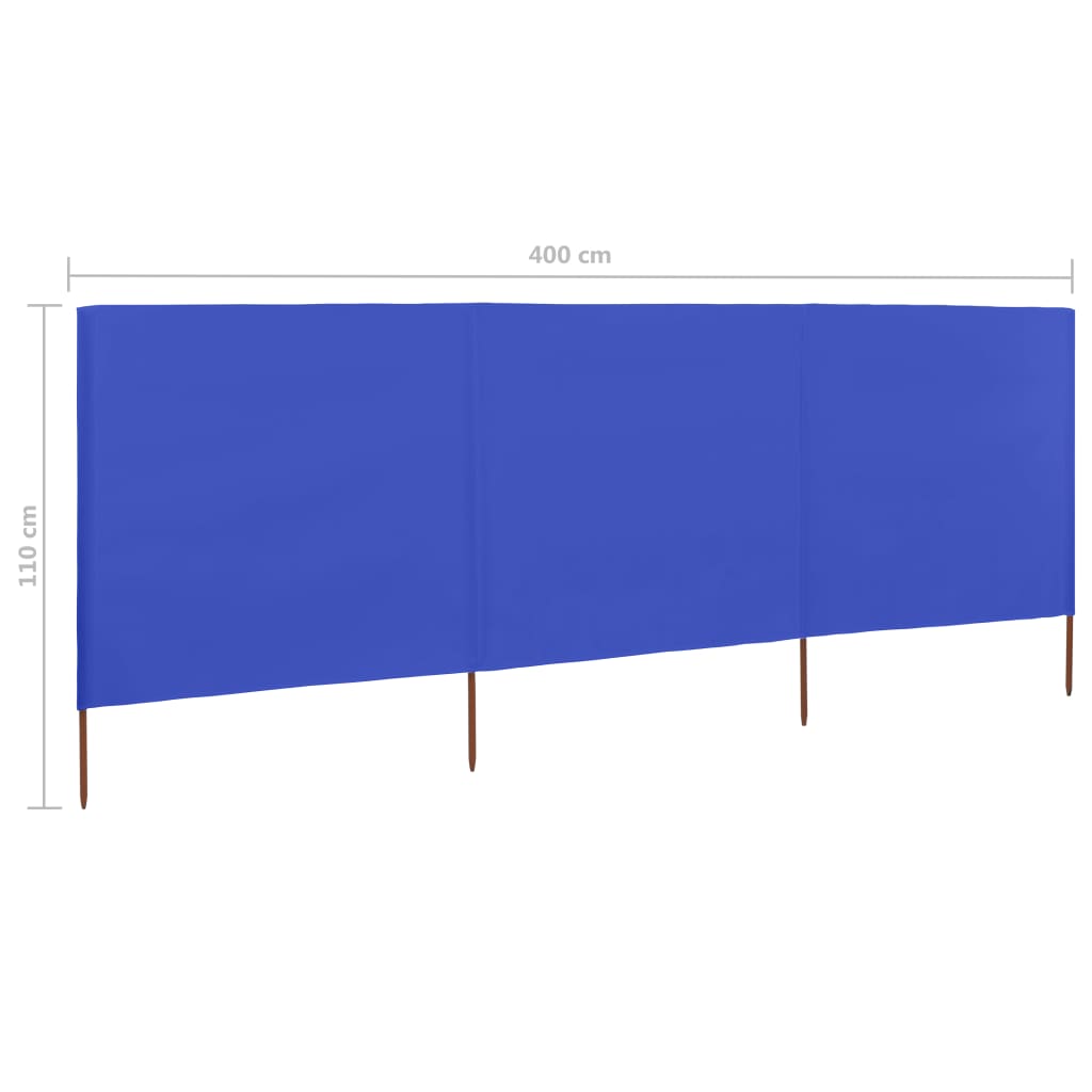 Windscherm 3-panelen 400x80 cm stof azuurblauw is nu te koop bij PeponiXL, paradijselijk wonen!