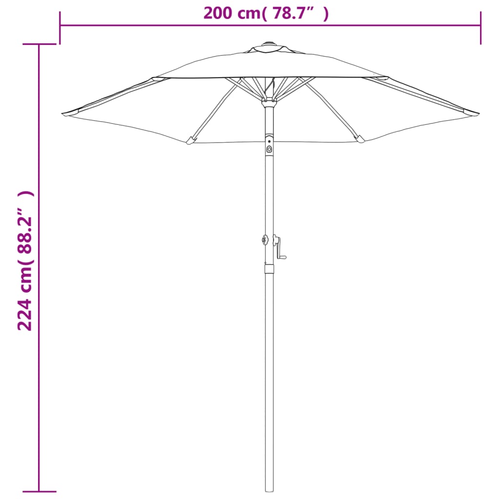 Parasol 200x224 cm aluminium groen is nu te koop bij PeponiXL, paradijselijk wonen!