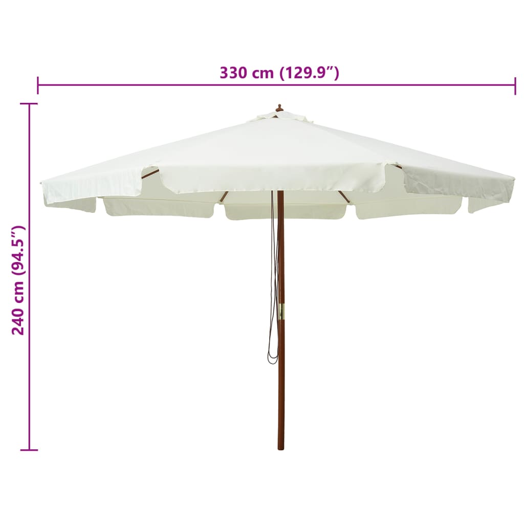 Parasol met houten paal 330 cm zandwit is nu te koop bij PeponiXL, paradijselijk wonen!