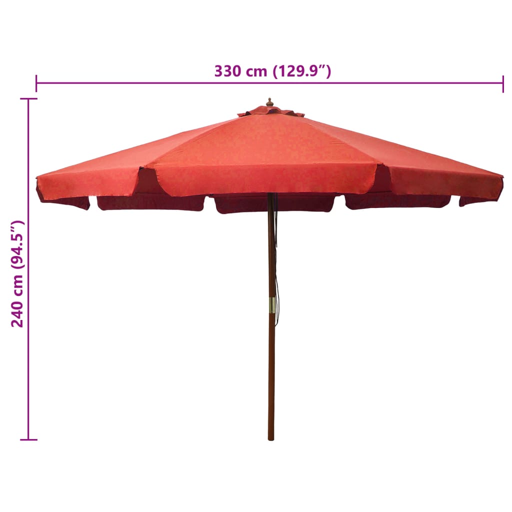 Parasol met houten paal 330 cm terracottakleurig is nu te koop bij PeponiXL, paradijselijk wonen!