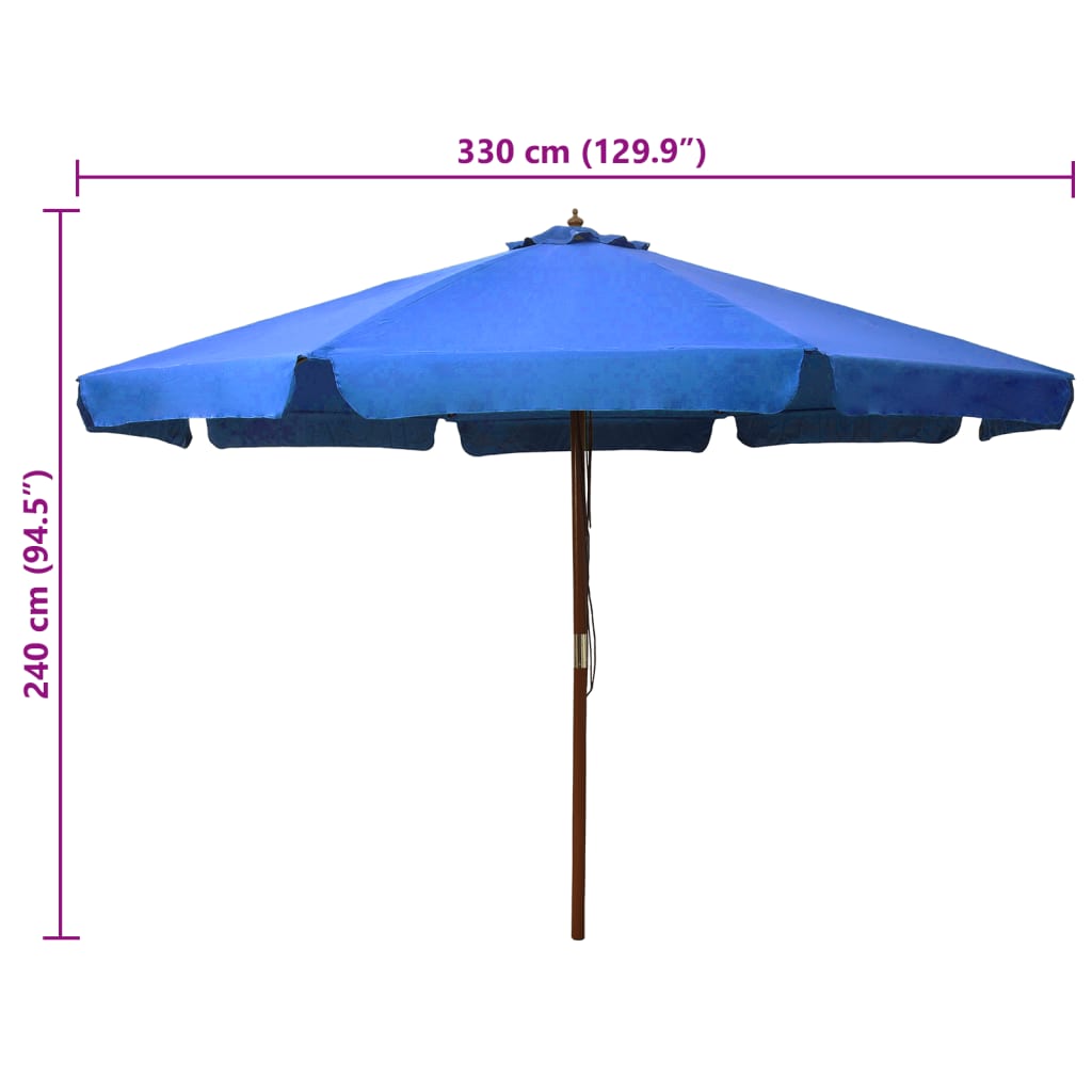 Parasol met houten paal 330 cm azuurblauw is nu te koop bij PeponiXL, paradijselijk wonen!