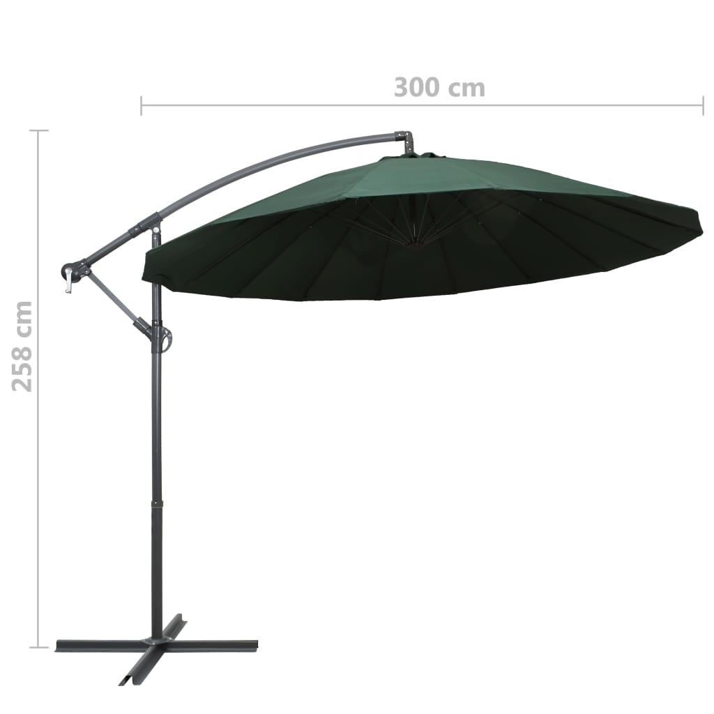 Zweefparasol met aluminium paal 3 m groen is nu te koop bij PeponiXL, paradijselijk wonen!