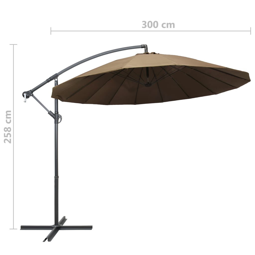 Zweefparasol met aluminium paal 3 m taupe is nu te koop bij PeponiXL, paradijselijk wonen!