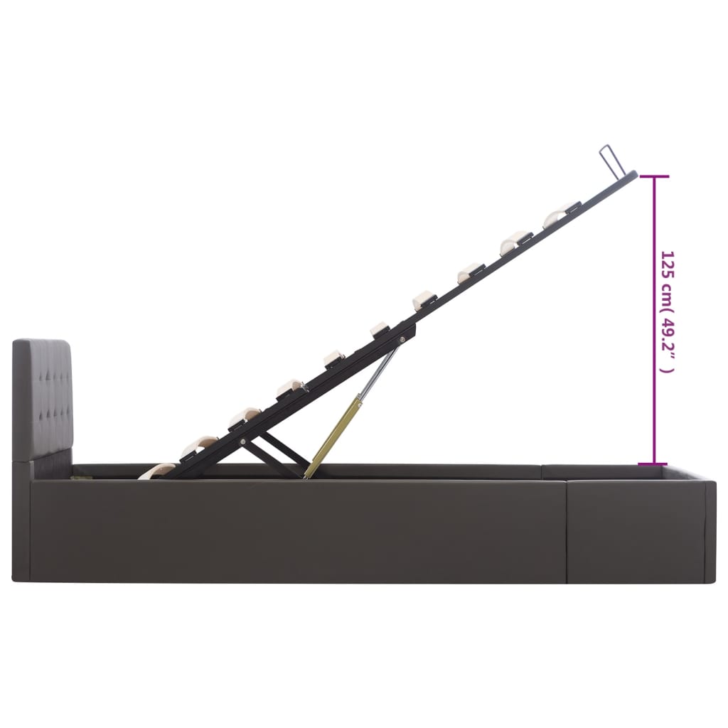 Bedframe met opbergruimte hydraulisch kunstleer grijs 90x200 cm is nu te koop bij PeponiXL, paradijselijk wonen!