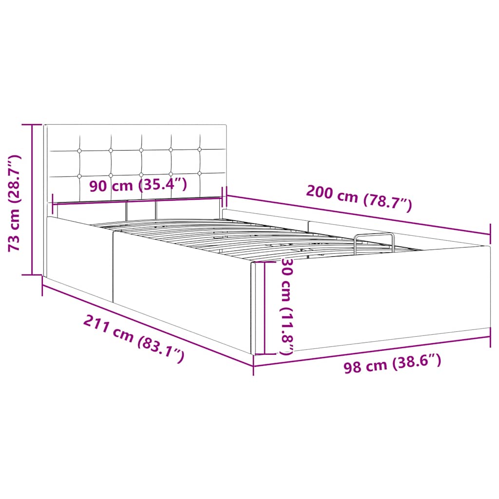 Bedframe met hydraulische opslag stof donkergrijs 90x200 cm is nu te koop bij PeponiXL, paradijselijk wonen!