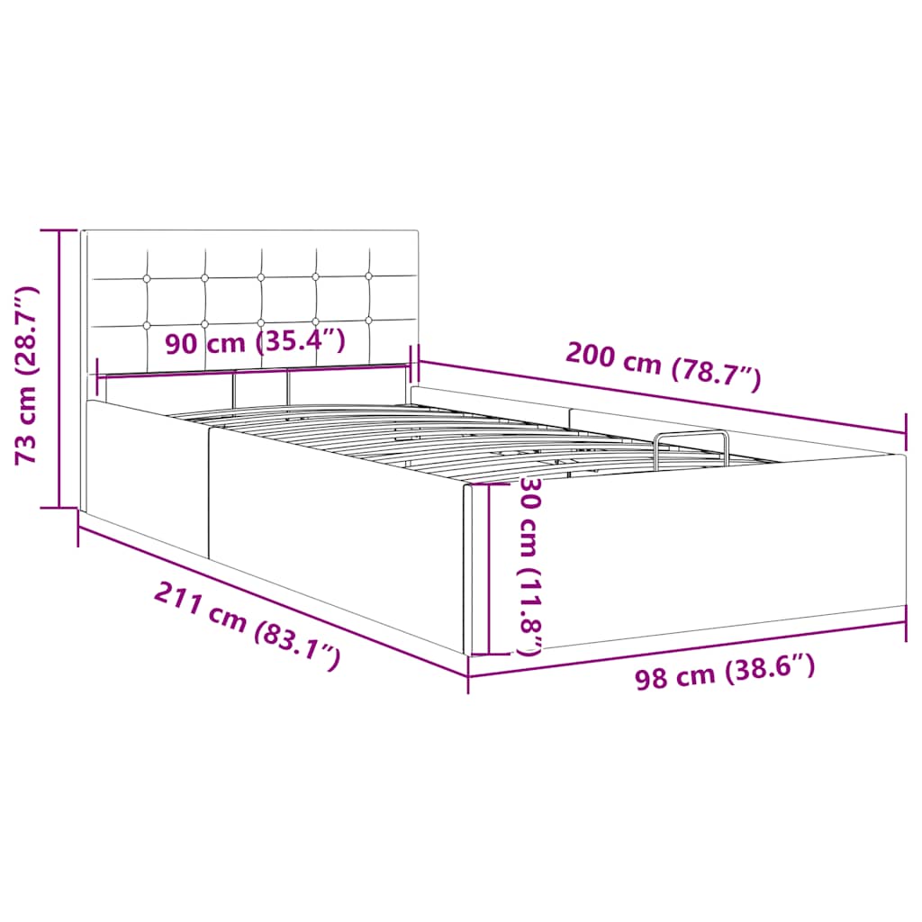 Bedframe met hydraulische opslag stof lichtgrijs 90x200 cm is nu te koop bij PeponiXL, paradijselijk wonen!