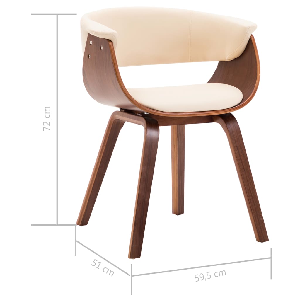 Eetkamerstoelen 4 st gebogen hout en kunstleer crèmekleurig is nu te koop bij PeponiXL, paradijselijk wonen!