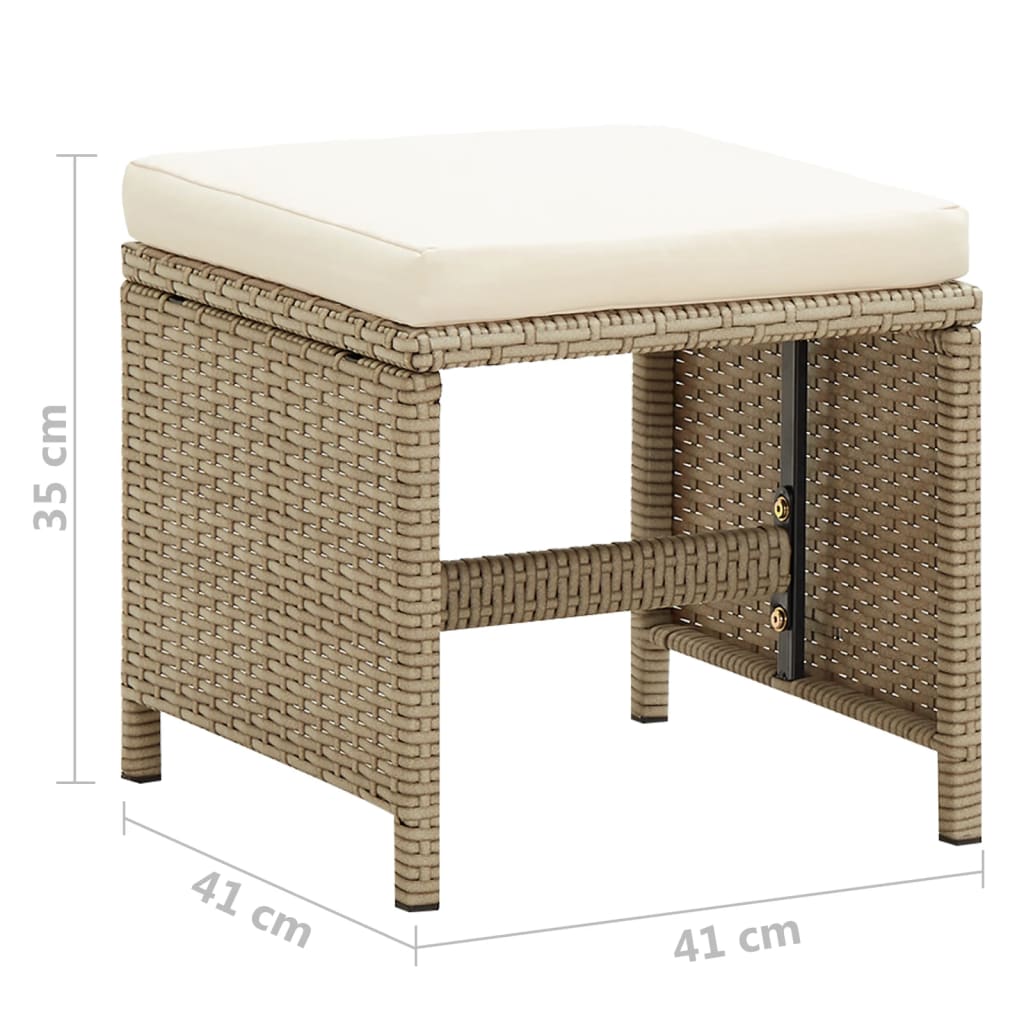 Tuinkrukken 2 st met kussens poly rattan beige is nu te koop bij PeponiXL, paradijselijk wonen!