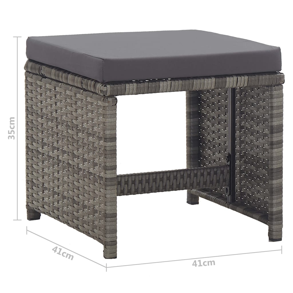 Tuinkrukken 2 st met kussens poly rattan antraciet is nu te koop bij PeponiXL, paradijselijk wonen!