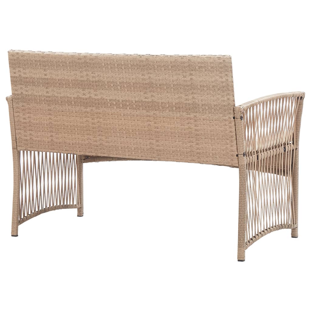 4-delige Loungeset met kussens poly rattan beige is nu te koop bij PeponiXL, paradijselijk wonen!