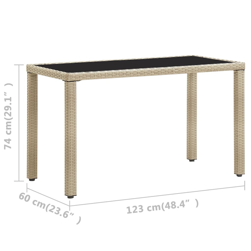 Tuintafel 123x60x74 cm poly rattan beige is nu te koop bij PeponiXL, paradijselijk wonen!