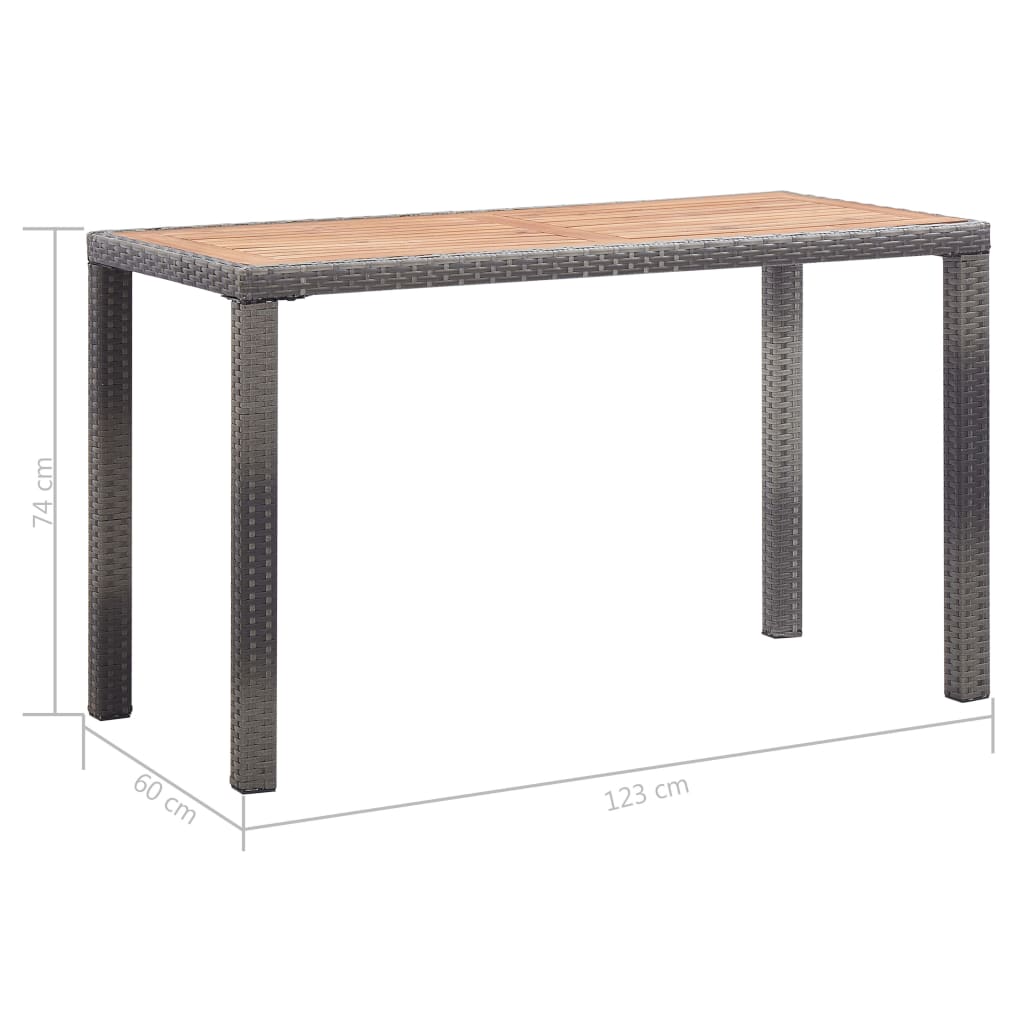 Tuintafel 123x60x74 cm massief acaciahout antraciet en bruin is nu te koop bij PeponiXL, paradijselijk wonen!