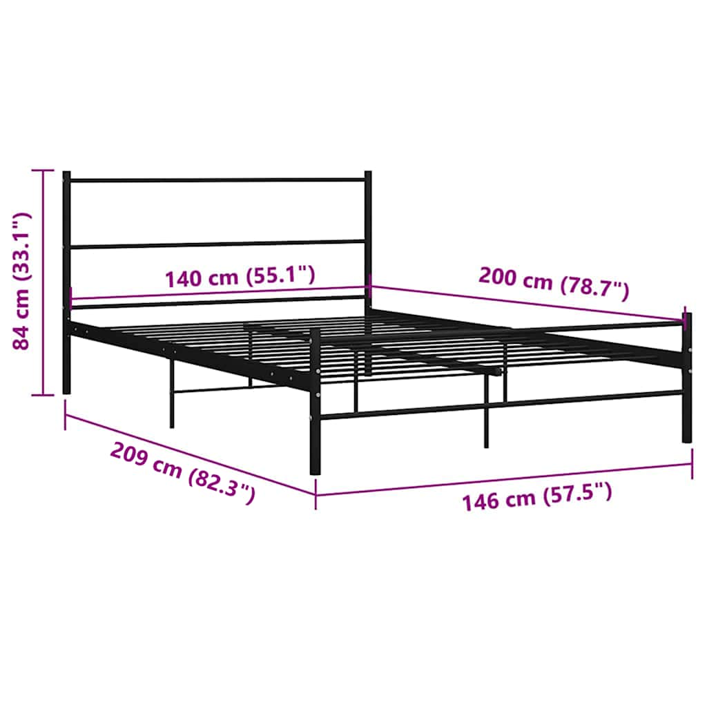 Bedframe met hoofdeinde zonder matras 140x200 cm metaal zwart is nu te koop bij PeponiXL, paradijselijk wonen!
