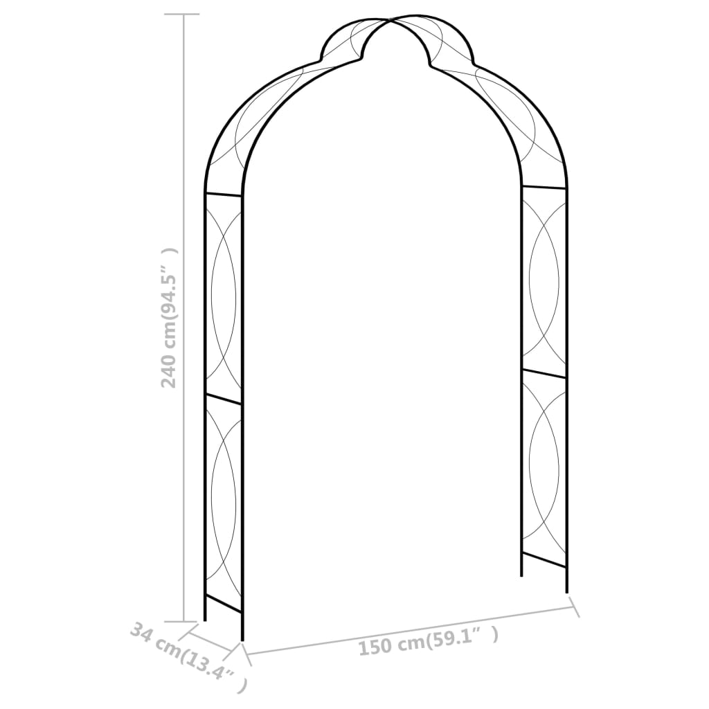 Tuinboog 150x34x240 cm ijzer zwart is nu te koop bij PeponiXL, paradijselijk wonen!