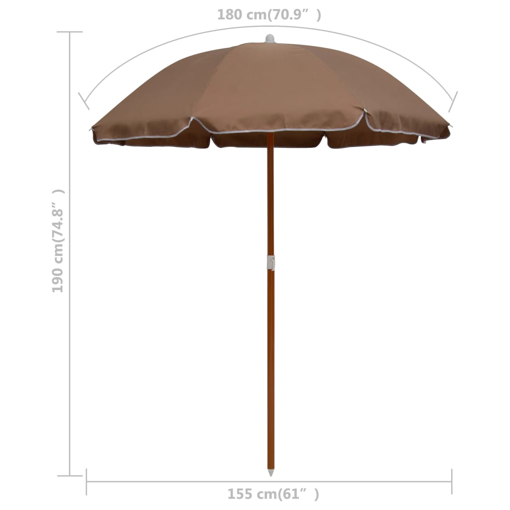 Parasol met stalen paal 180 cm taupe is nu te koop bij PeponiXL, paradijselijk wonen!