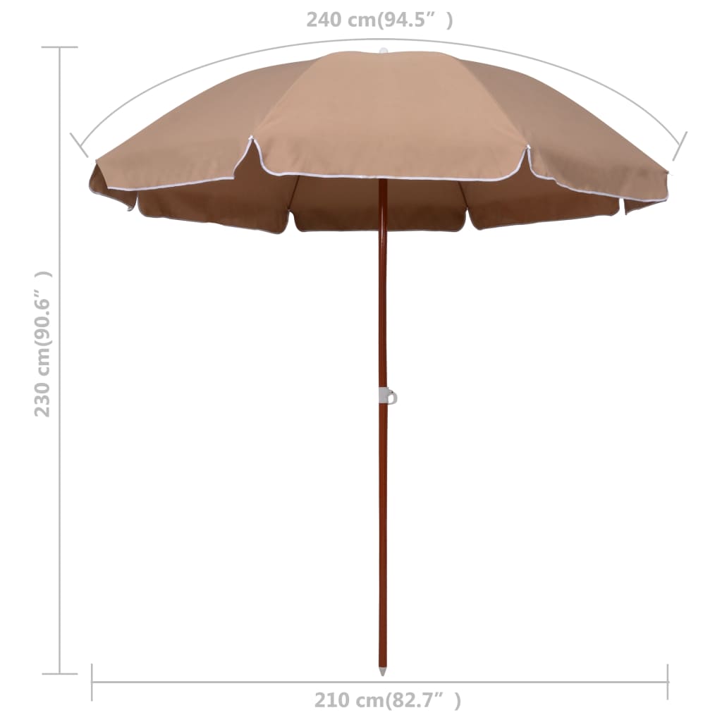Parasol met stalen paal 240 cm taupe is nu te koop bij PeponiXL, paradijselijk wonen!