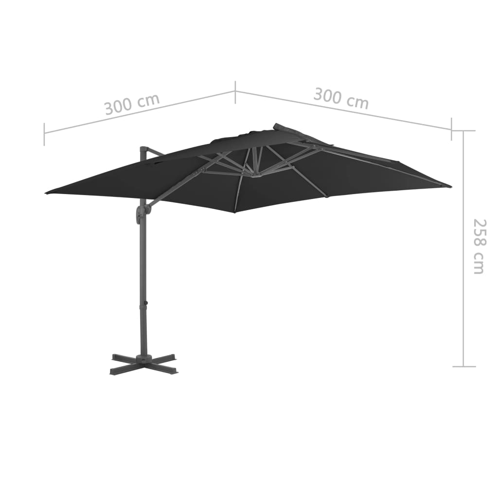 Zweefparasol met aluminium paal 3x3 m zwart is nu te koop bij PeponiXL, paradijselijk wonen!