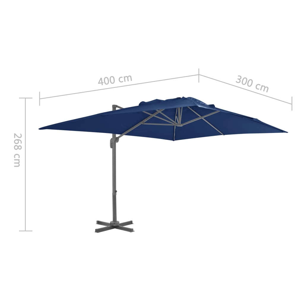 Zweefparasol met aluminium paal 4x3 m azuurblauw is nu te koop bij PeponiXL, paradijselijk wonen!