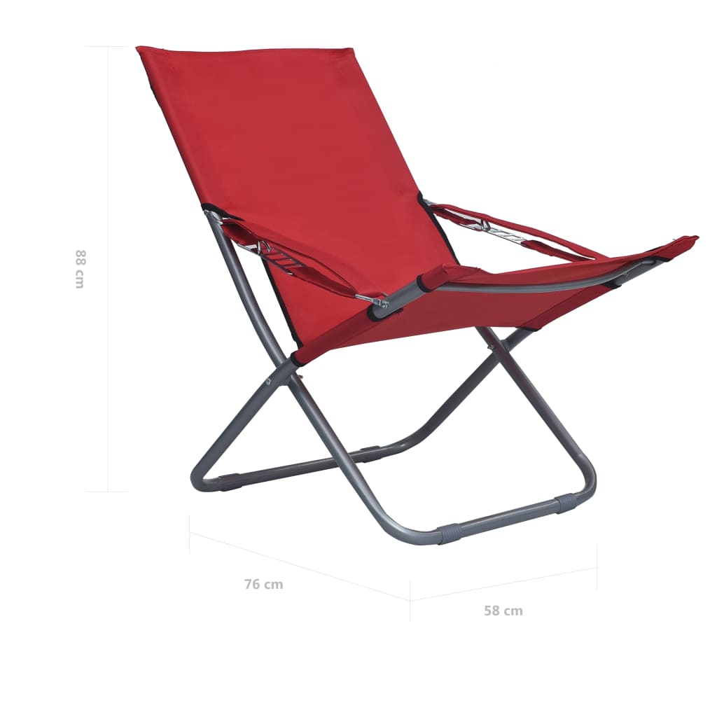 Strandstoelen 2 st inklapbaar stof rood is nu te koop bij PeponiXL, paradijselijk wonen!