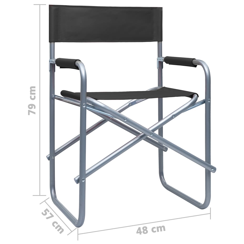Regisseursstoelen 2 st staal zwart is nu te koop bij PeponiXL, paradijselijk wonen!