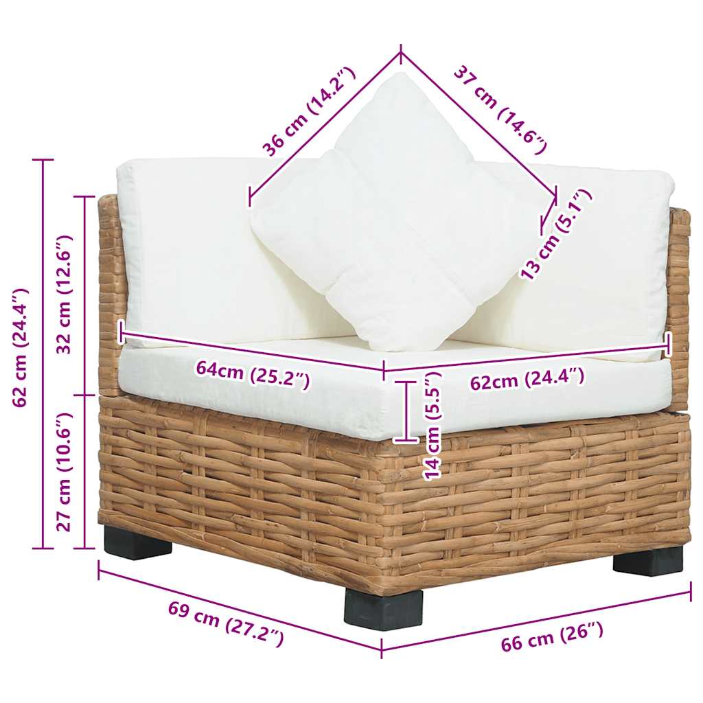 Hoekbank met kussens natuurlijk rattan is nu te koop bij PeponiXL, paradijselijk wonen!