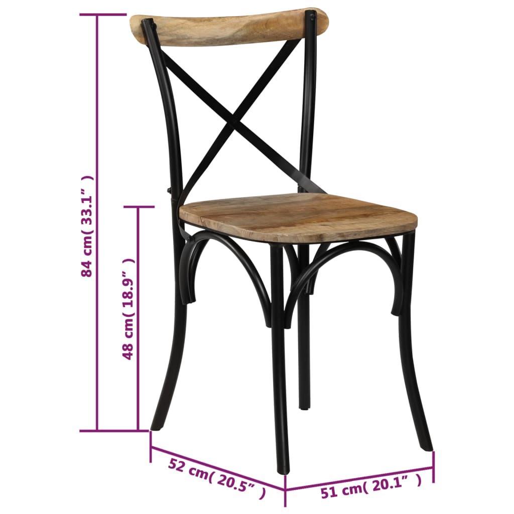 Kruisstoelen 4 st massief mangohout zwart is nu te koop bij PeponiXL, paradijselijk wonen!