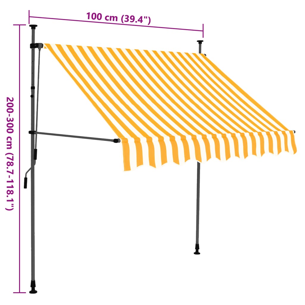 Luifel handmatig uitschuifbaar met LED 100 cm wit en oranje is nu te koop bij PeponiXL, paradijselijk wonen!