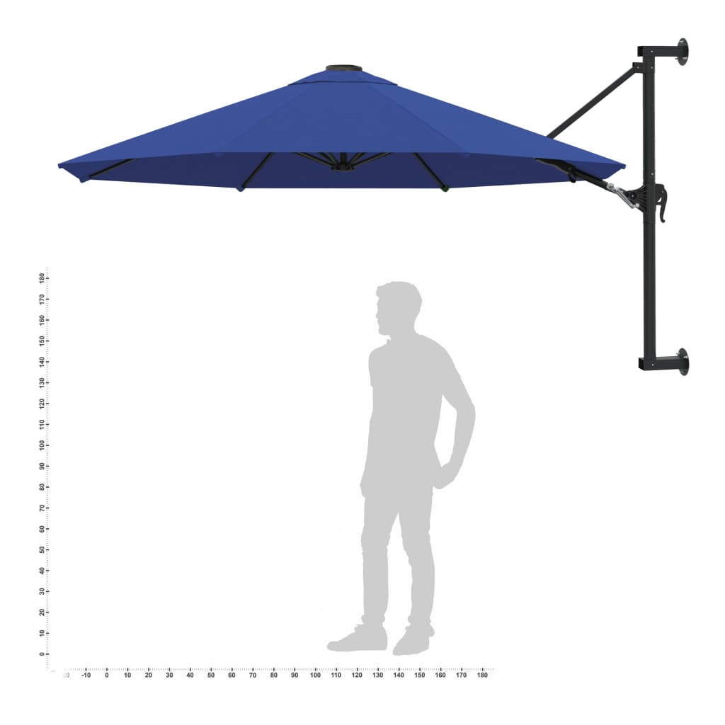 Wandparasol met metalen paal 300 cm blauw is nu te koop bij PeponiXL, paradijselijk wonen!