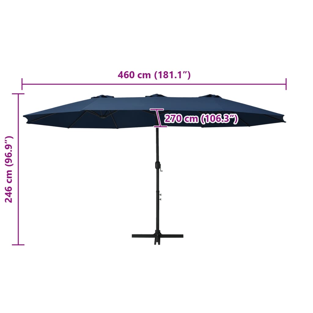 Parasol met aluminium paal 460x270 cm blauw is nu te koop bij PeponiXL, paradijselijk wonen!