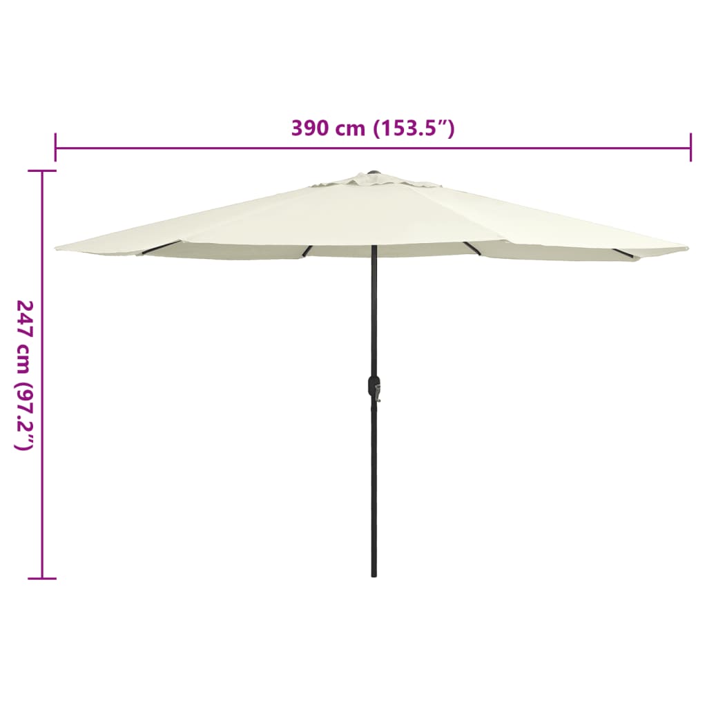 Parasol met metalen paal 390 cm zandwit is nu te koop bij PeponiXL, paradijselijk wonen!