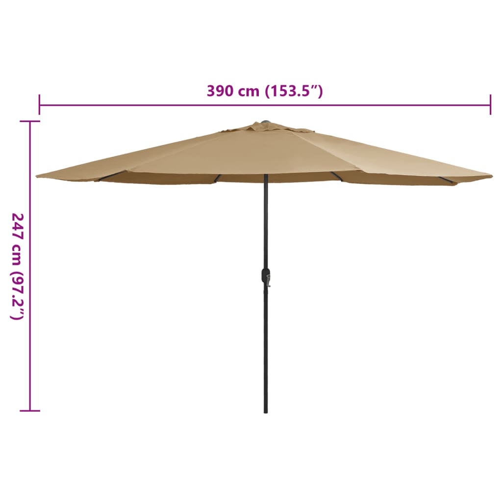 Parasol met metalen paal 390 cm taupe is nu te koop bij PeponiXL, paradijselijk wonen!