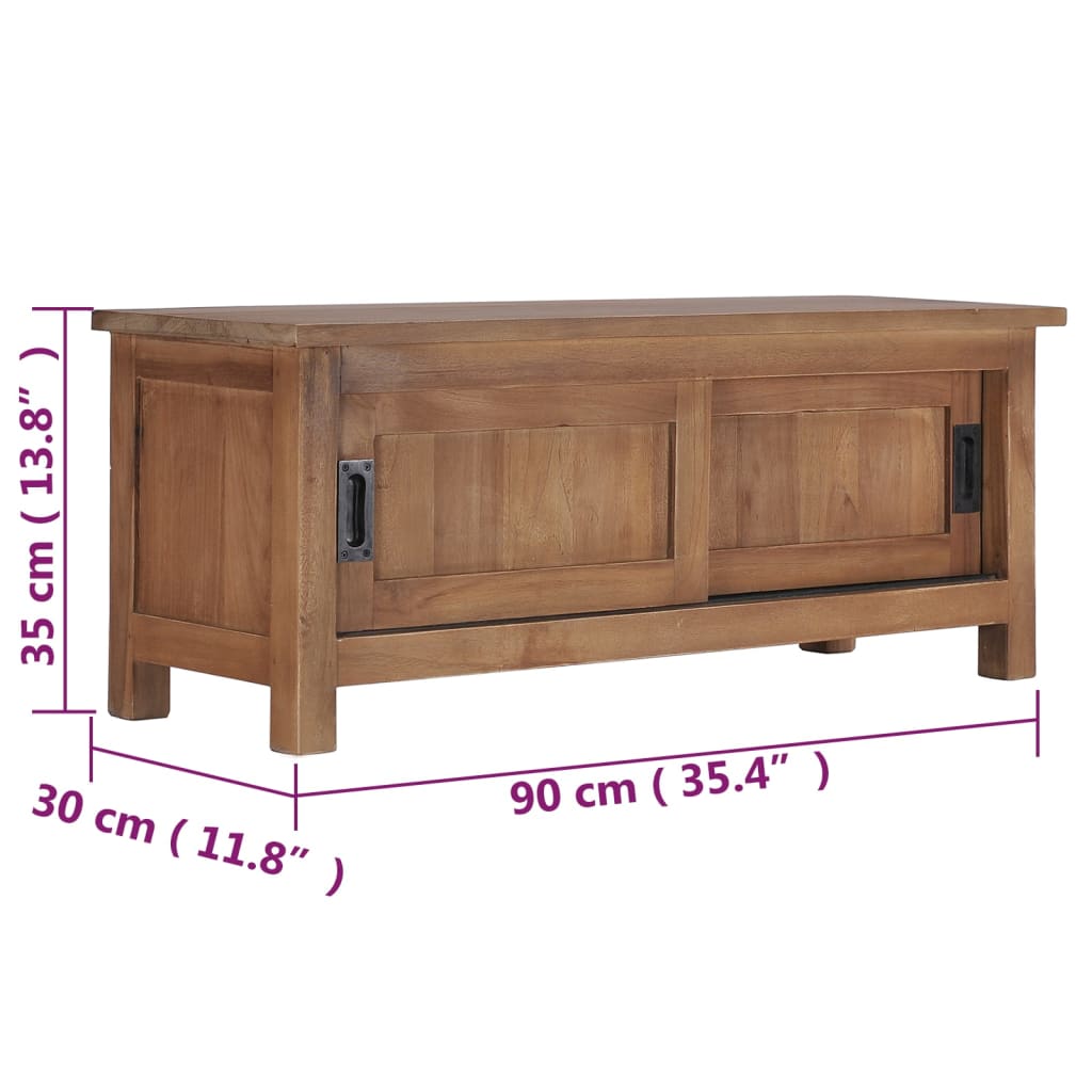 Tv-meubel 90x30x35 cm massief teakhout is nu te koop bij PeponiXL, paradijselijk wonen!