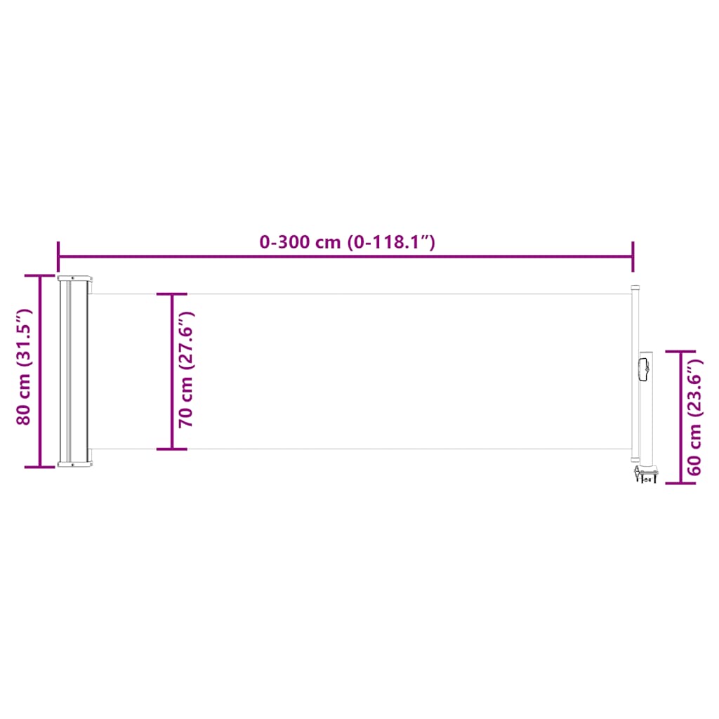 Tuinscherm uittrekbaar 80x300 cm grijs is nu te koop bij PeponiXL, paradijselijk wonen!