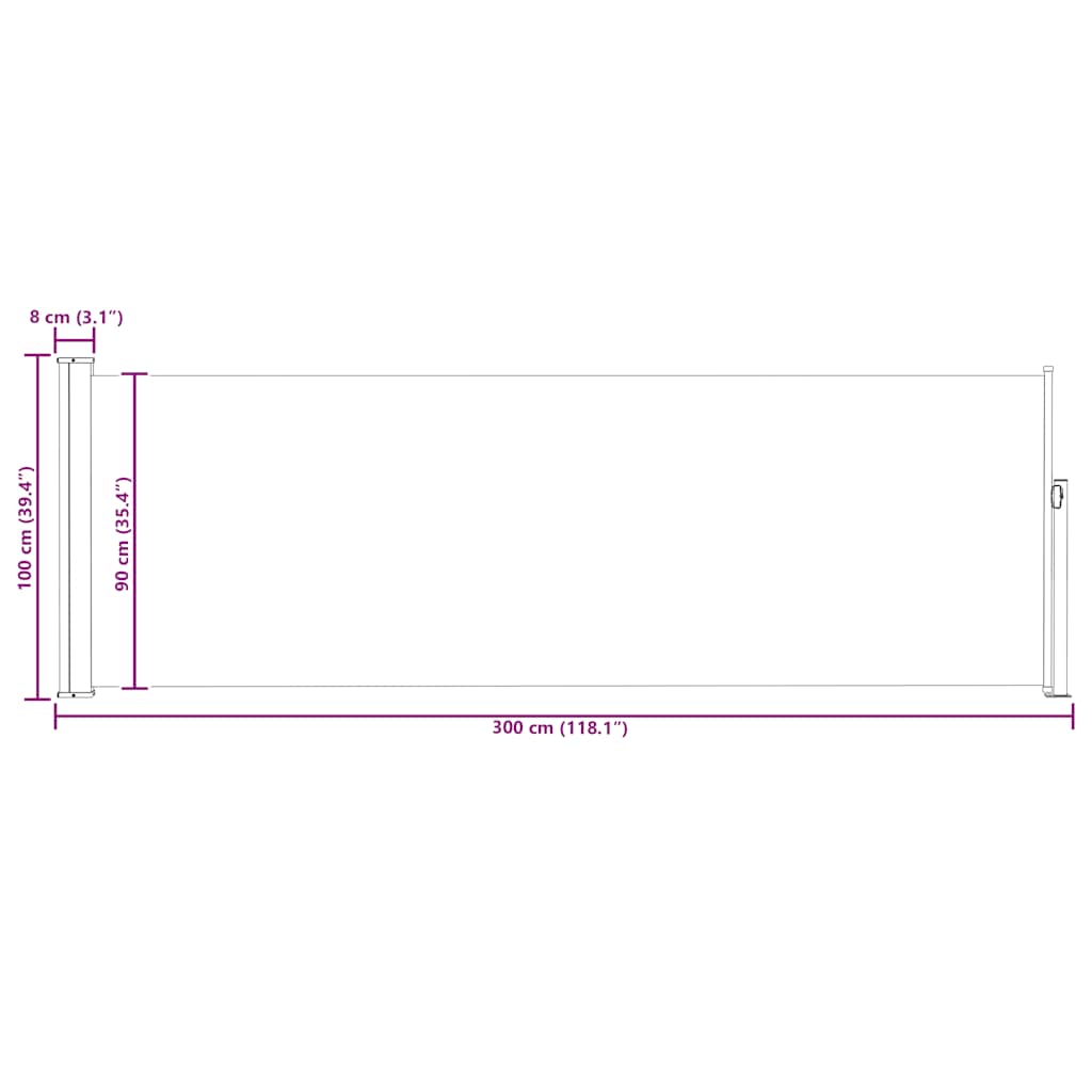 Tuinscherm uittrekbaar 100x300 cm grijs is nu te koop bij PeponiXL, paradijselijk wonen!