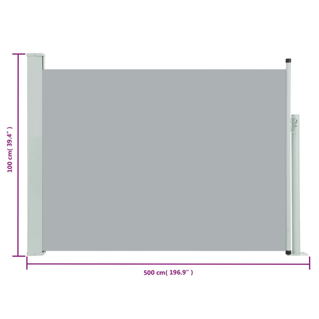 Tuinscherm uittrekbaar 100x500 cm grijs is nu te koop bij PeponiXL, paradijselijk wonen!